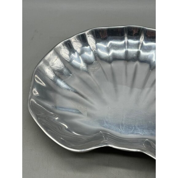 old town imports shell pewter dish tray signed #392379 made Mexico 14x11" READ - Picture 2 of 8